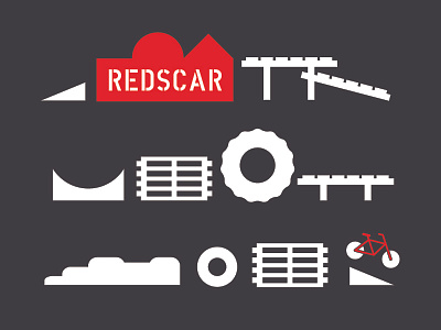 Redscar biking big tyre bikes black branding cycling design illustration logo red redscar track white