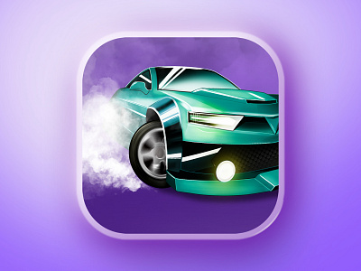 Icon - hypercasual mobile game - Drift aso car digital painting drift game hypercasualgames icon iconography illustration marketing design purple