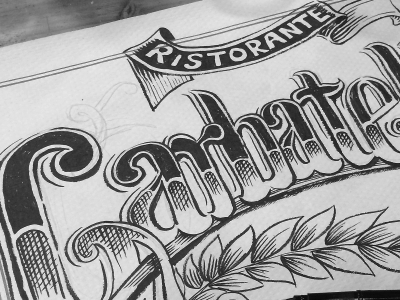 Lettering on a restaurant paper ink lettering tipography