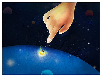 Night sky finger illustration moon night sky sea