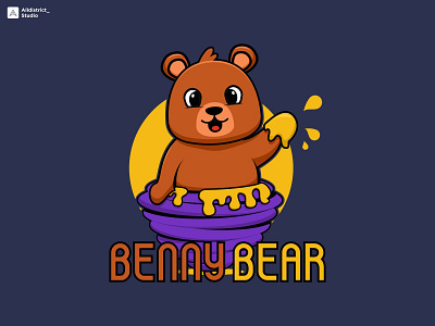 Character Bear Honey Mascot Logo