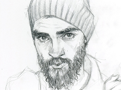 Man Portrait beard graphite man portrait sketch