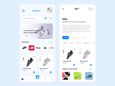 Shoe ordering App UI graphic design ui