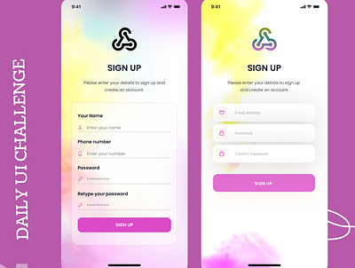 Daily UI Challenge 001 - Sign Up app design ui ux