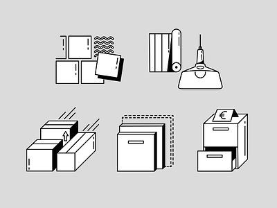 Service icon set box clean furniture icons minimal renovating simple stroke