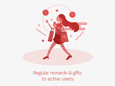 Illustration Set for Paprika cashback characters data discounts engagement explore girl rating rewards shopping user acquisition ux