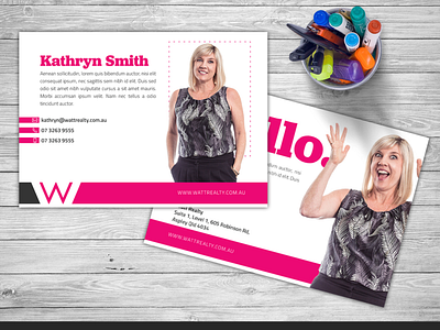 Kathyrn Smith Postcard branding design direct mailer graphic design typography