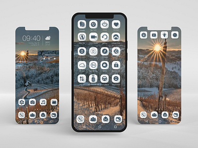 Huawei Mobile Theme Design - Winter Edition app branding design graphic design icon ui ux