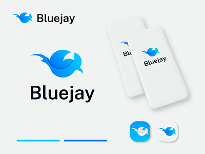 Modern Minimalist Blue Jay - Logo Design, Bird Logo