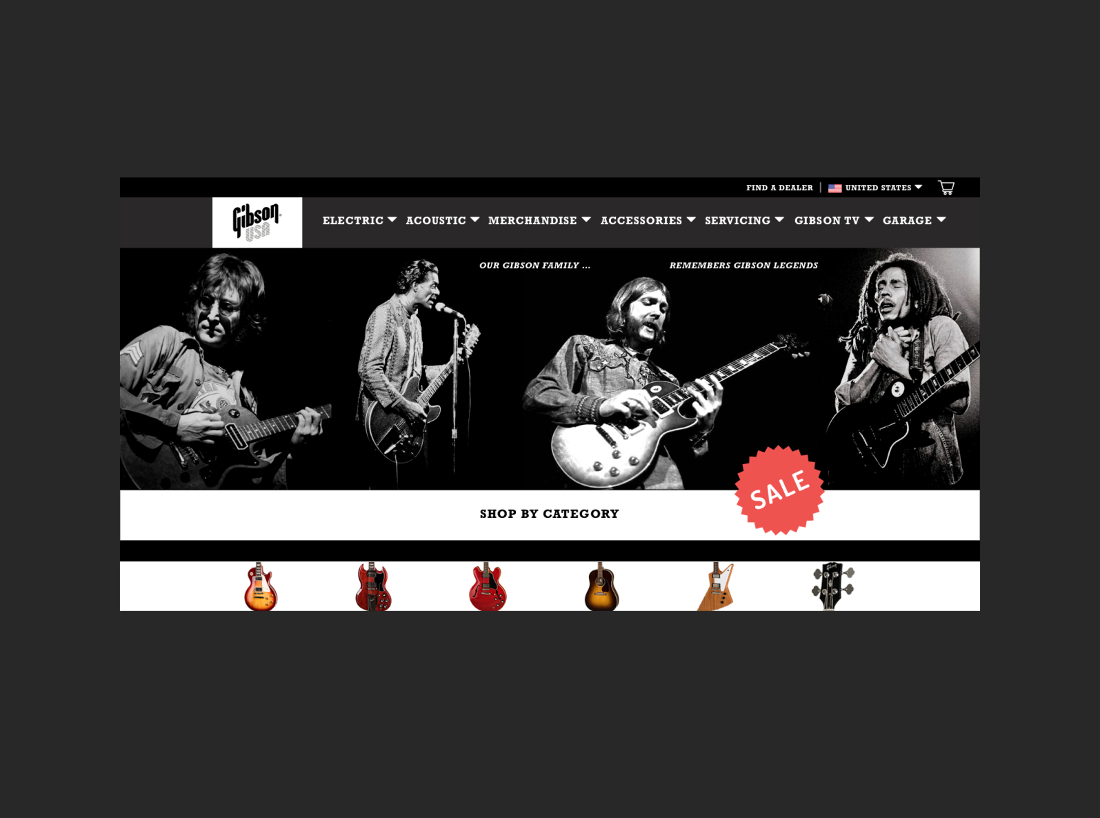 Landing Page (Gibson Guitars) Daily UI by Gregory Dearing on Dribbble