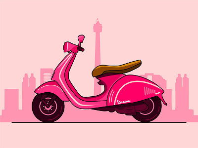 Pink Vespa Vector Illustration