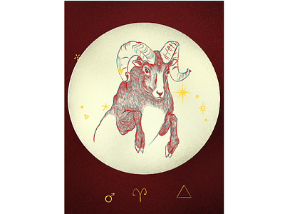 Moon in Aries aries astrology design graphic design illustration moon moonsign poster star sign