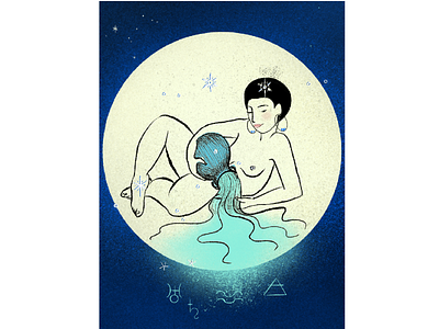 Moon in Aquarius aquarius astrology design graphic design illustration moon sign poster star sign
