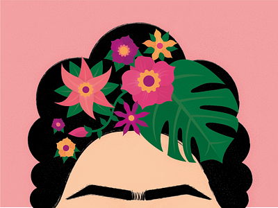 Frida colorful eyebrows floral flowers frida fridakahlo hike one illustration woman