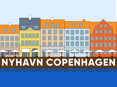 Nyhavn Copenhagen city copenhagen houses illustration københavn nyhavn postcard traveling