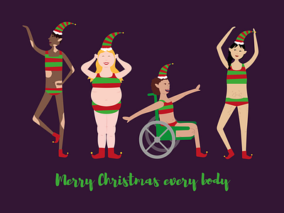 Merry Christmas every body! bodies body positivity christmas elfs fun illustration