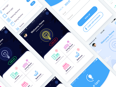 Electricity Controller Application card design electricity home icons login room smart home ui ux