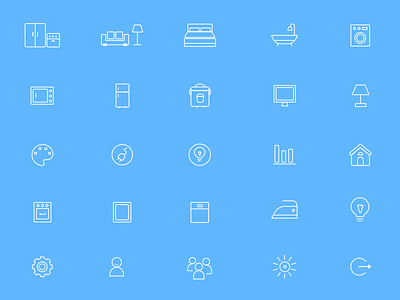 Home Icons Set badroom home home ivons icon icons icons set kitchen line icons room set settings smart home