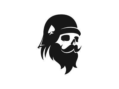 Logo for Black Beard barbershop beard logo scull