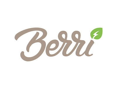 Logo for eco energy drink "Berri" berry calligraphy eco leaf logo
