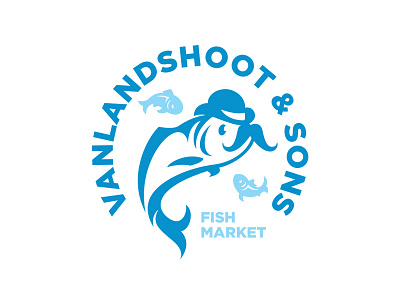 Logo for VanLandshoot & Sons fish logo mustaches