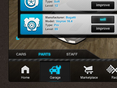 Streetking racegame social engine garage media free facebook game street race icons blue ui gui button home marketplace icon glow