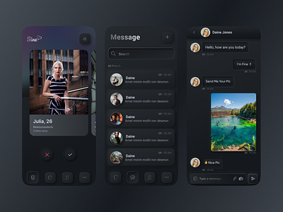 Messaging app" Skeuomorphism UI design