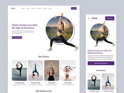 Yoga Landing page With Responsive app design ui ux website yoga landing page