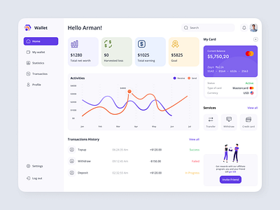 Wallet Dashboard app dashboard design ui ux wallte