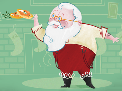Screw cookies, santa wants a bagel and lox illustration santa