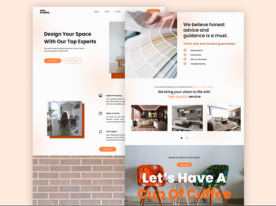 Interior Design - orange theme 3d animation branding clean design graphic design illustration logo page ui ux web website