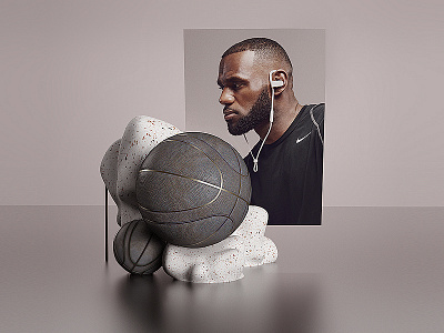 King Lebron 3d advertising basketball card clean color design graphics nike product setdesign