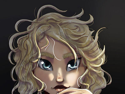 Blond girl graphic design illustration