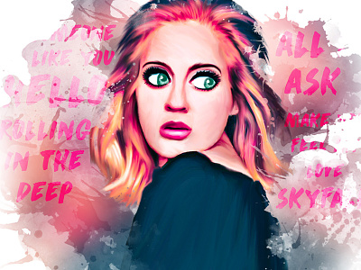 Adele adele digital painting pink portrait singer