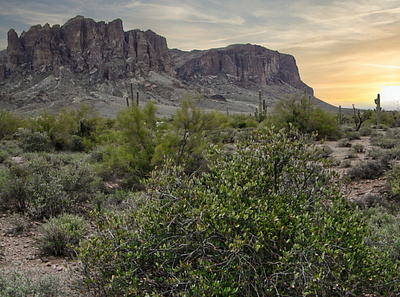 Superstition Mountain landscape mountains sunset