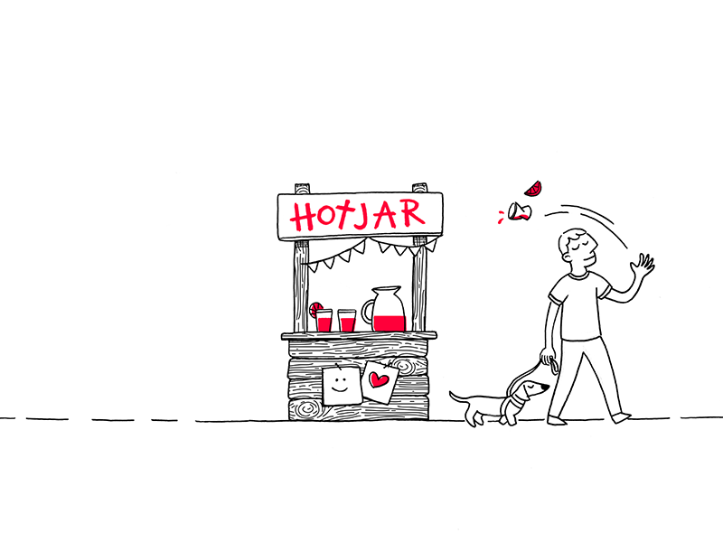 Why customers stop paying for Hotjar churn lemonade stand header blog character design 2d hotjar illustration