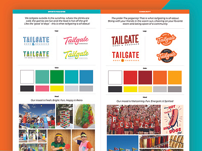 Tailgate branding color palettes hotdogs logo mood boards moodboards sports