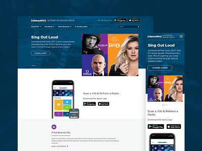 SiriusXM b2b carousel radio responsive web design website website redesign