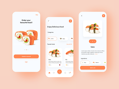 Sushi Mobile App app branding design figma food graphic design illustration mobile sushi typography ui ux wireframe