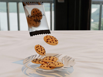 3D модель упаковки с печеньем 🥠 🍫 3d 3д модель design graphic design illustration logo блендер блендер 3д вкусности дизайн продукта еда лого моделирование модель пакет печенье программа блендер 3д продукт упаковка шоколад