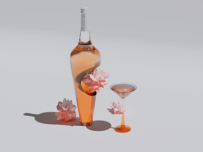 Вино Brunello - дизайн товара 3d 3д модель branding design graphic design illustration logo ui блендер блендер 3д бокал бутылка вино геометрия красота моделирование напиток розы светлое вино фотошоп