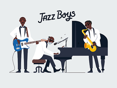 Jazz Boys bass guitar illustration instrumental jazz band jazz boys music piano rocket boy studio saxophone vocal