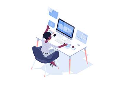 Surf character future isometric office rboy rocketboy surfing web