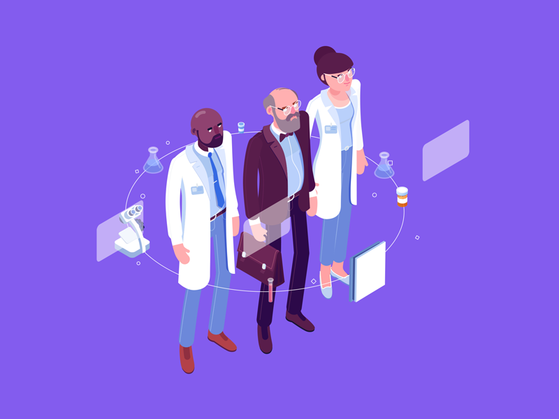 Doctors professor doctor work scientist science man isometric character rboy rocketboy