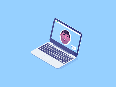 Video chat character chat isometric keyboard laptop macbook rboy rocketboy video
