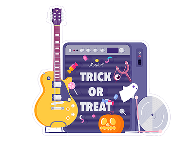 Halloween stickers guitar halloween icon marshall music rboy rocketboy sticker trick or treat