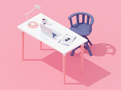 Workplace #1 3d c4d eye candy isometric macbook office pink rboy rocketboy test work workplace