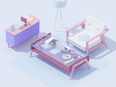 Coffee break 3d blue break coffee isometric macbook office rboy rocketboy test work workplac