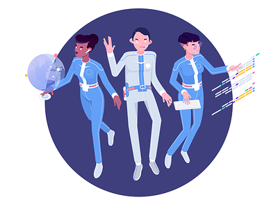 Future of work #3 character cosmos employer future isometric manager planet rboy rocketboy work
