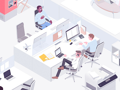 Office life #3 coworking illustration isometric it office rboy rocketboy work